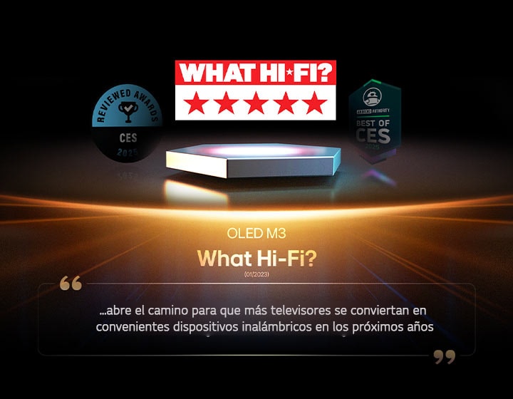 Mención para el OLED M3 de What Hi-Fi. El extracto de su reseña indica: abre el camino para que más televisores se conviertan en convenientes dispositivos inalámbricos en los próximos años…