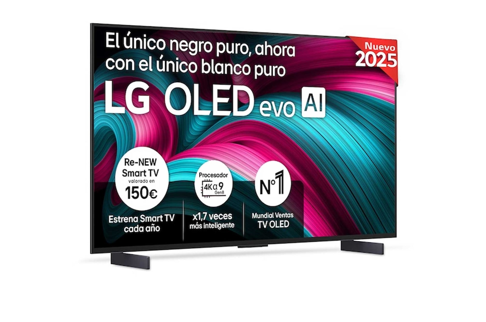 Vista frontal del Smart TV LG OLED evo AI C5 42 pulgadas 4K 2025 OLED42C54LA