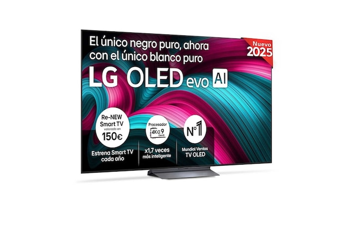 Vista frontal del Smart TV LG OLED evo AI C5 77 pulgadas 4K 2025 OLED77C56LB