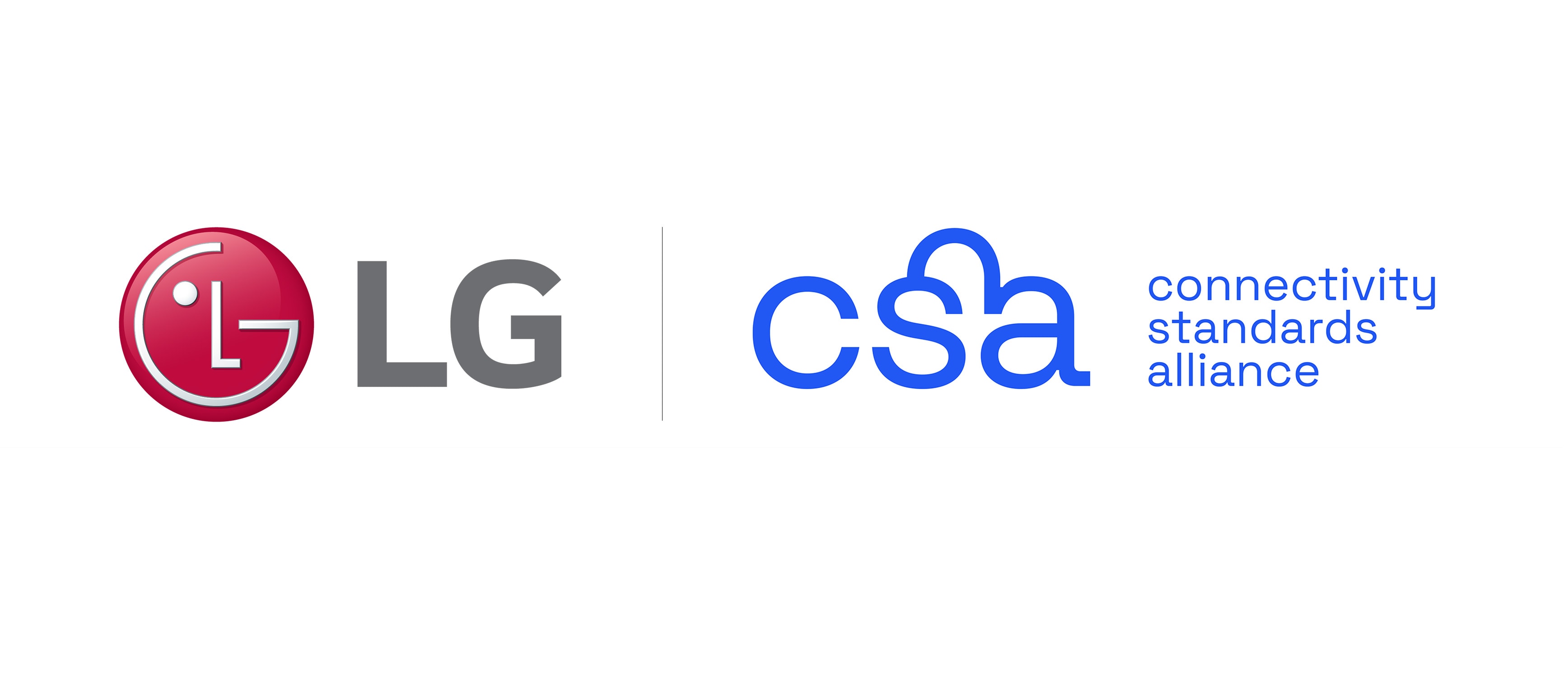 Imagen del logo de LG con el logo de Connectivity Standards Alliance