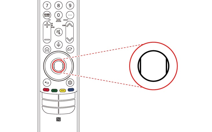 Para usar el mando a distancia Magic Remote, en primer lugar emparéjalo con tu televisor Primero ponle las pilas al Magic Remote y enciende el televisor En segundo lugar, apunta al televisor con el mando a distancia Magic Remote y pulsa el botón de rueda OK del mando a distancia Si el televisor no puede registrar el mando a distancia Magic Remote, prueba de nuevo apagando y encendiendo de nuevo el televisor