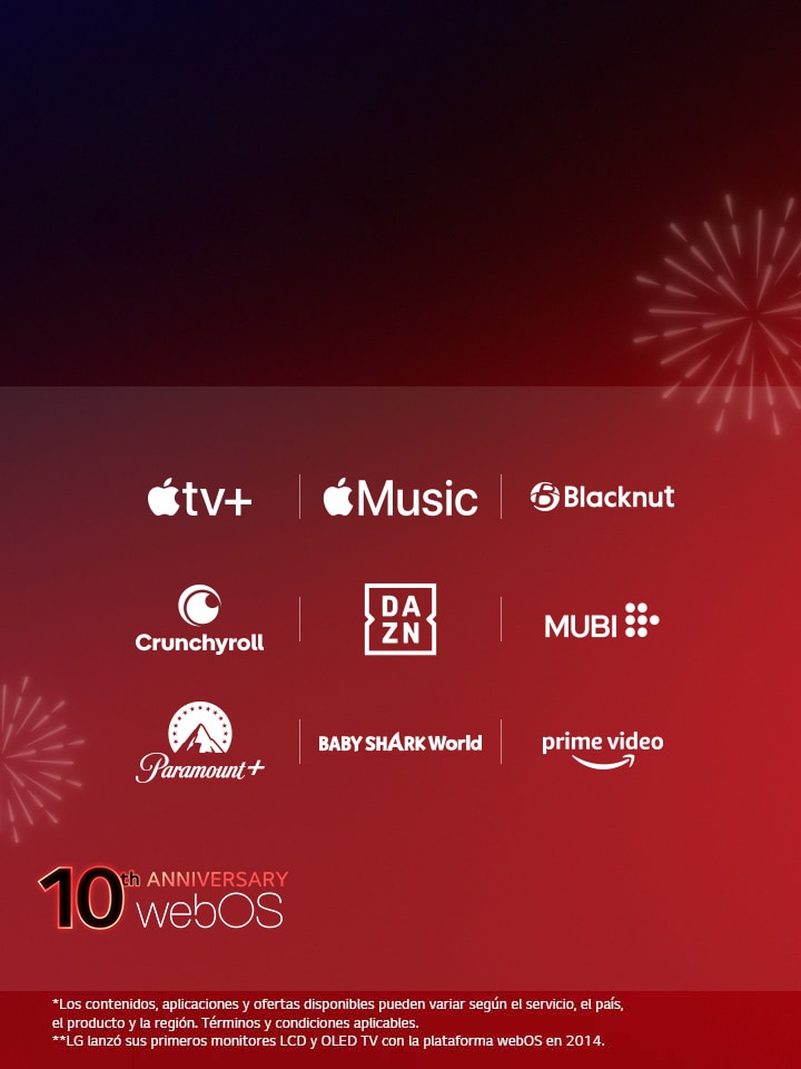 Imagen de la celebración de los 10 años de webOS durante la LG Streaming Week, con socios de contenido global