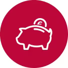 Imagen de un icono de la hucha en blanco sobre un fondo magenta