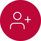 Imagen de un icono de una persona y el símbolo de suma en blanco sobre un fondo de color magenta