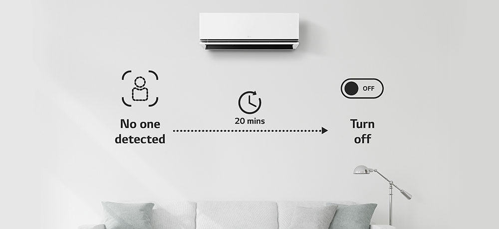 Apaga el aire acondicionado si no hay nadie presente durante 20 minutos. Sólo puedes seleccionar las opciones a través de ThinQ.