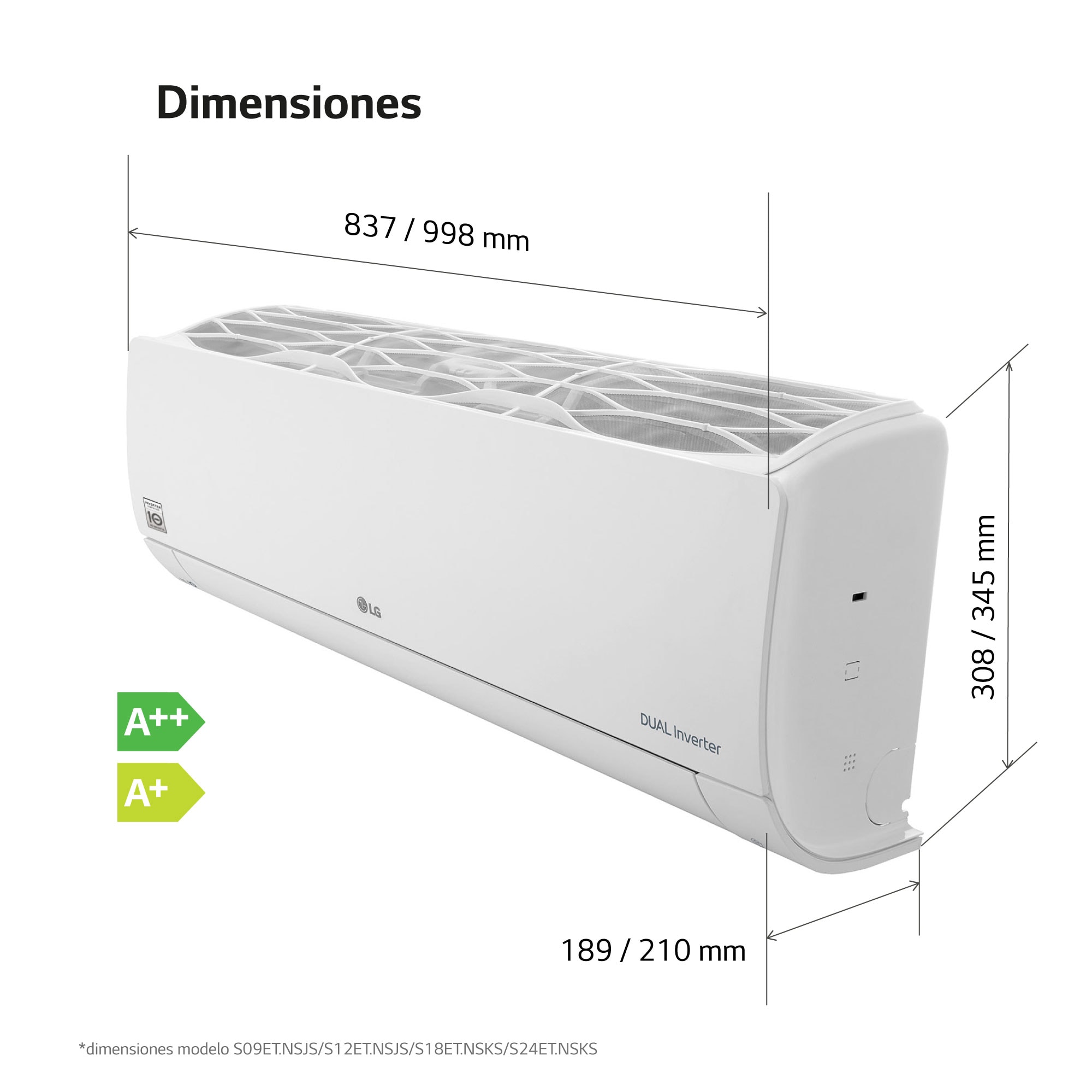 LG WIFI 12: Aire Acondicionado A++/A+, 10 años garantía, Función Ahorro de Energía, 12CONFWFI.SET