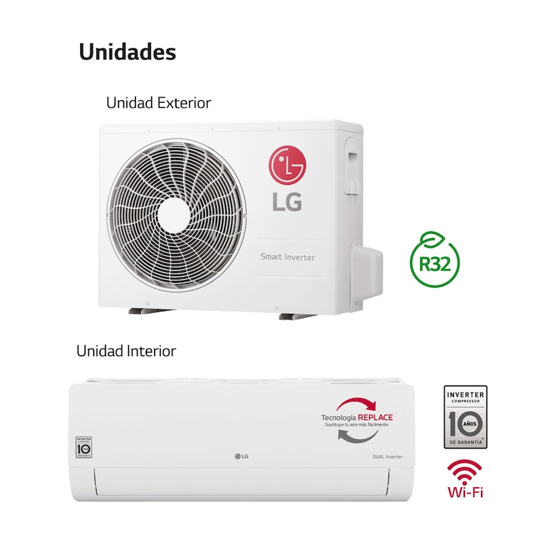 LG WIFI 12: Aire Acondicionado A++/A+, 10 años garantía, Función Ahorro de Energía, 12CONFWFI.SET
