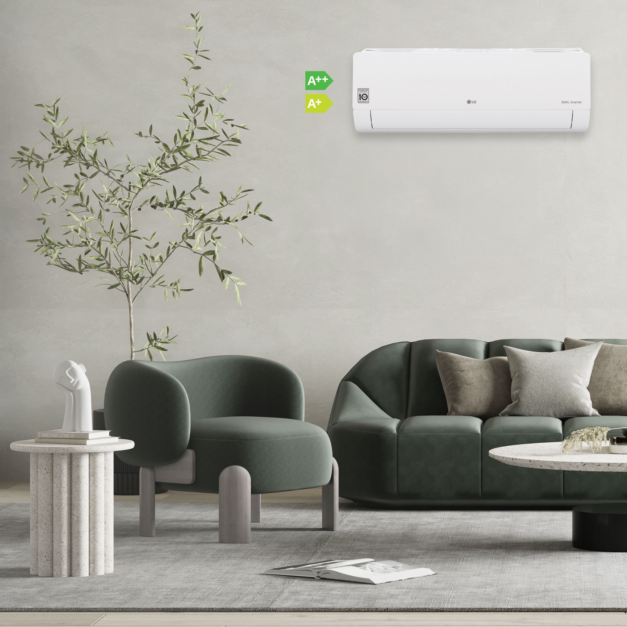 LG WIFI 12: Aire Acondicionado A++/A+, 10 años garantía, Función Ahorro de Energía, 12CONFWFI.SET