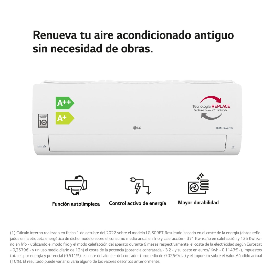 LG WIFI 18: Aire Acondicionado A++/A+, 10 años garantía, Función Ahorro de Energía, 18CONFWFI.SET