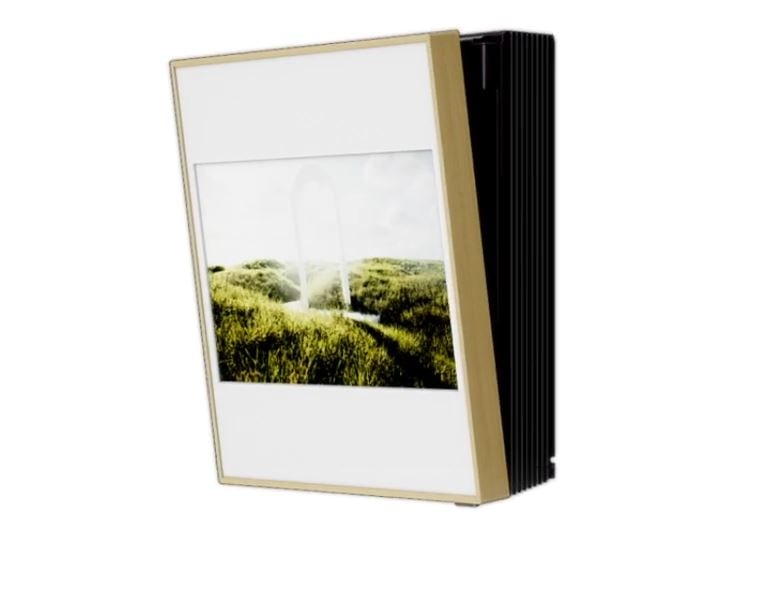 Convierte tu aire en arte con su pantalla LCD de 27 pulgadas con marco de madera que combina con todo