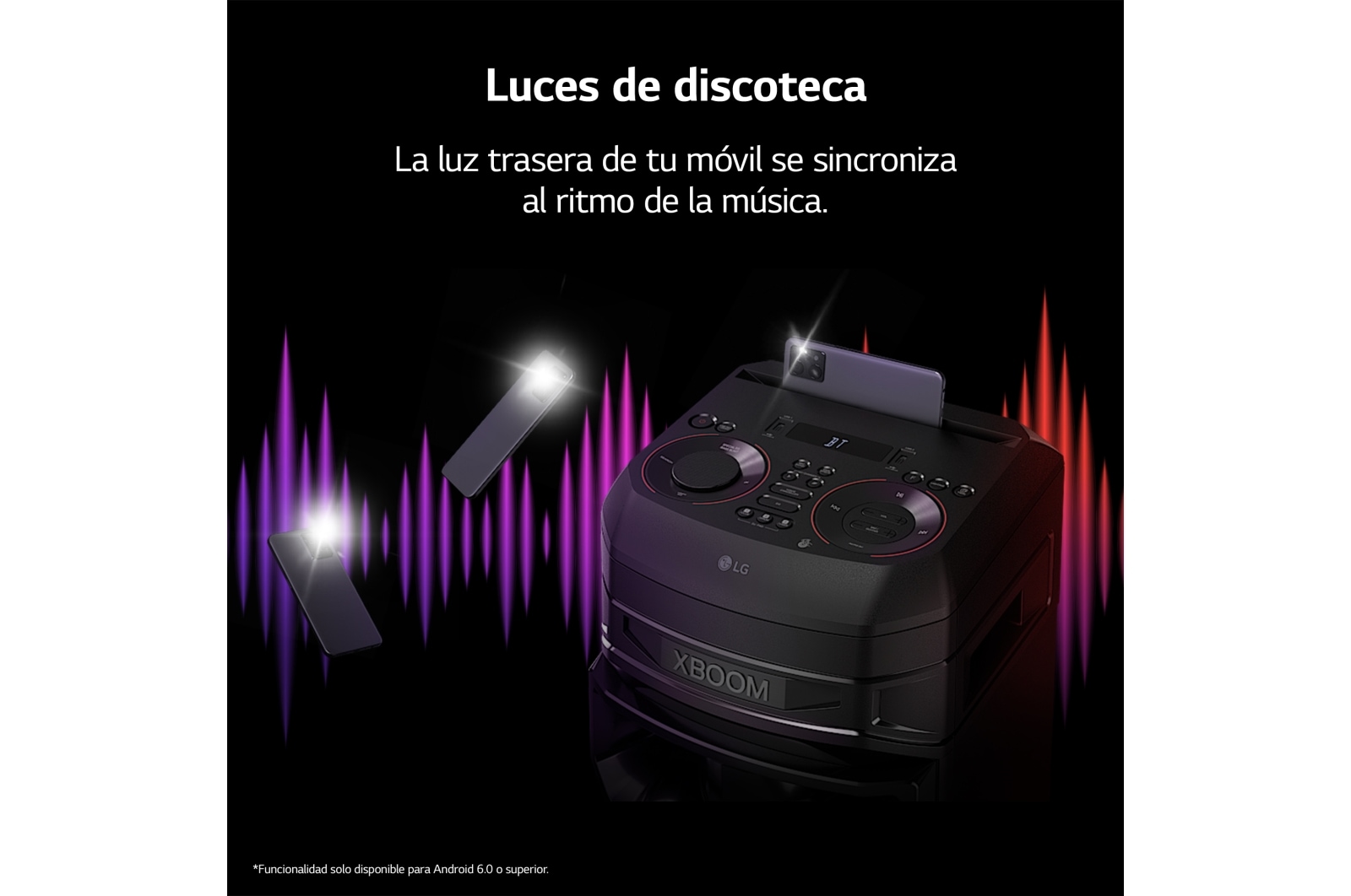 LG xboom La Bestia RNC5 - Altavoz gran potencia, 300W, karaoke, luces LED, efectos de DJ, Bluetooth, Negro, RNC5