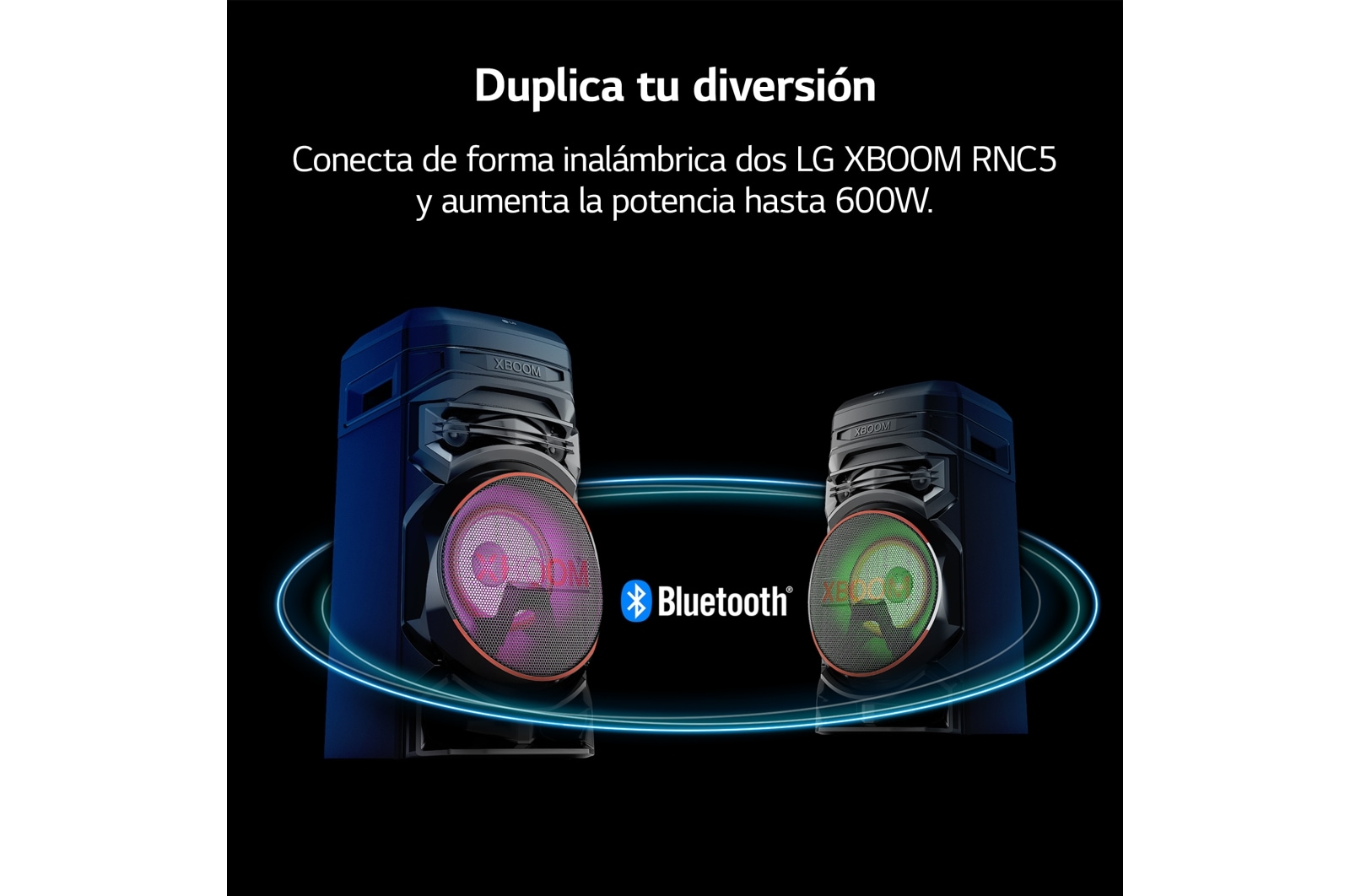 LG xboom La Bestia RNC5 - Altavoz gran potencia, 300W, karaoke, luces LED, efectos de DJ, Bluetooth, Negro, RNC5