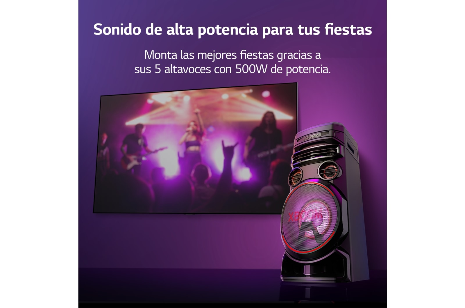 LG xboom La Bestia RNC7 - Altavoz gran potencia, 500W, karaoke, luces LED, efectos de DJ, Bluetooth, Negro, RNC7