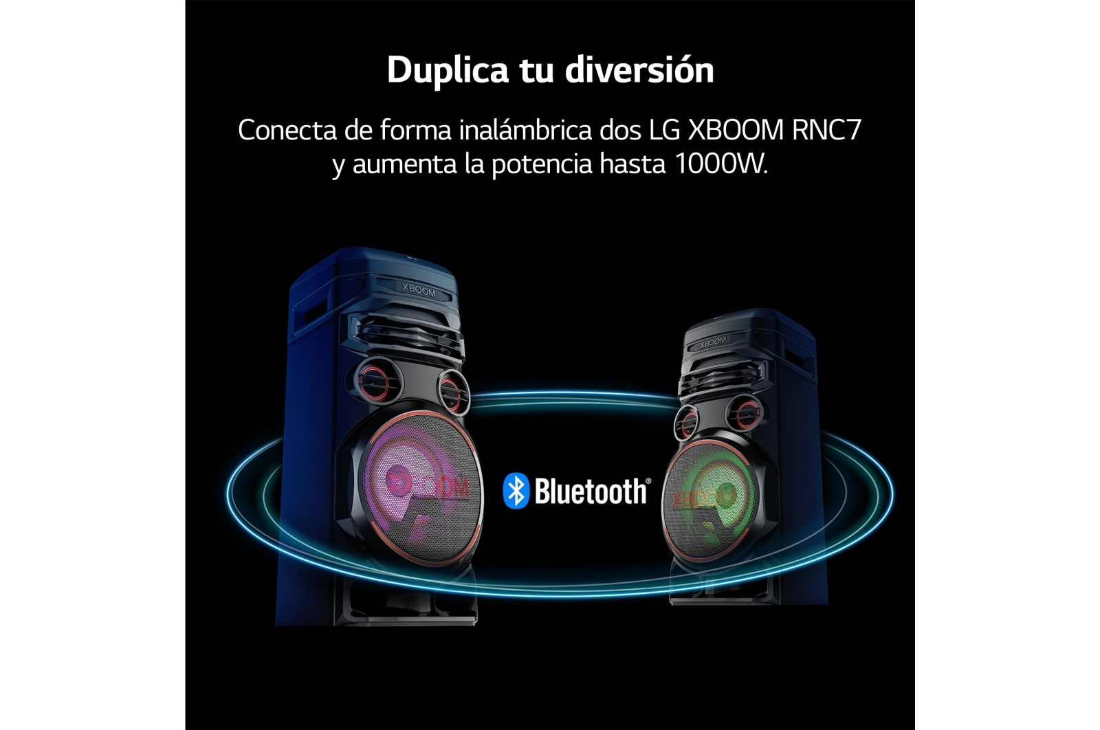 LG xboom La Bestia RNC7 - Altavoz gran potencia, 500W, karaoke, luces LED, efectos de DJ, Bluetooth, Negro, RNC7