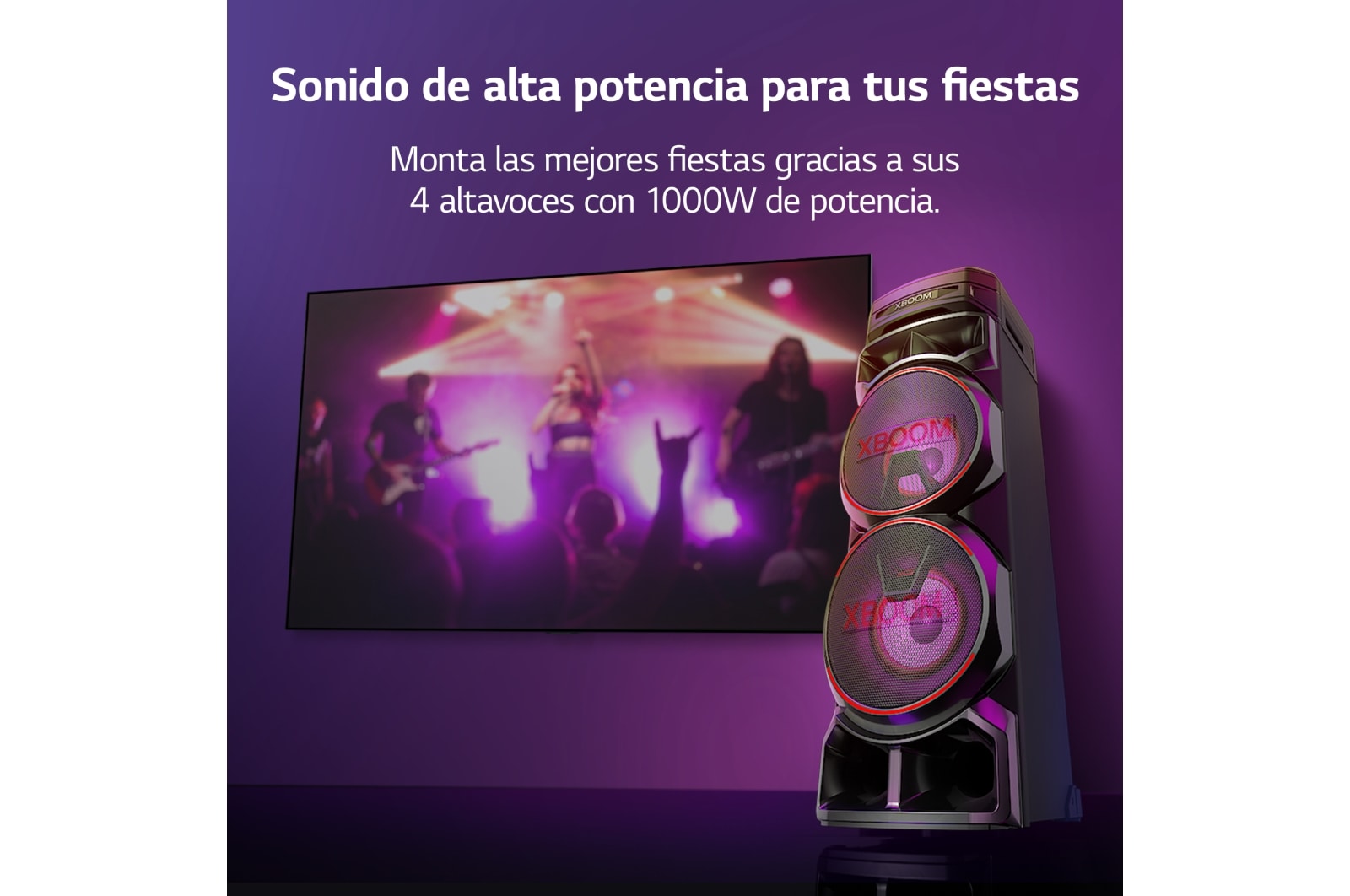 LG xboom La Bestia RNC9 - Altavoz gran potencia, 1000W, karaoke, luces LED, efectos de DJ, Bluetooth, Negro, RNC9