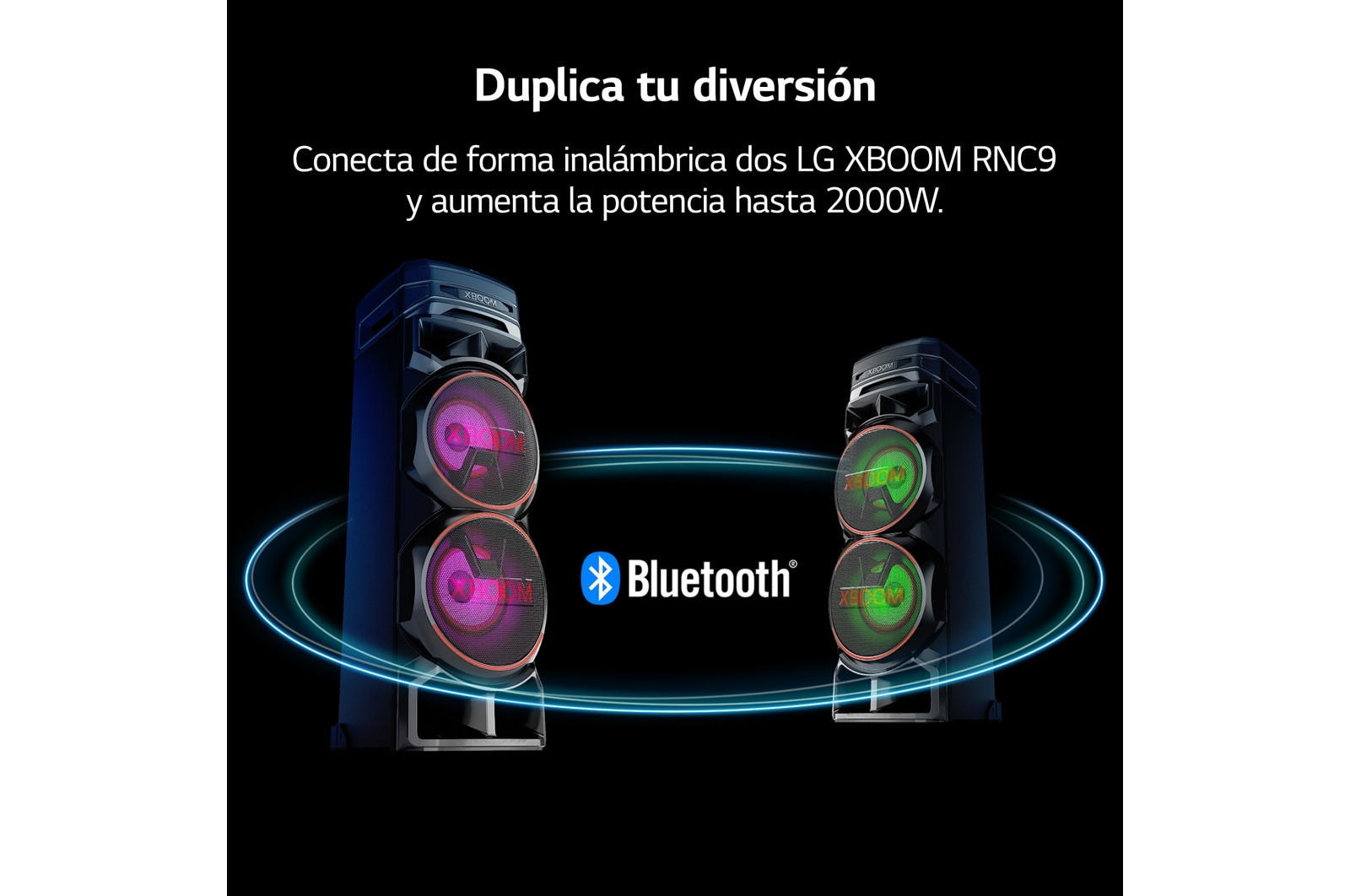 LG xboom La Bestia RNC9 - Altavoz gran potencia, 1000W, karaoke, luces LED, efectos de DJ, Bluetooth, Negro, RNC9