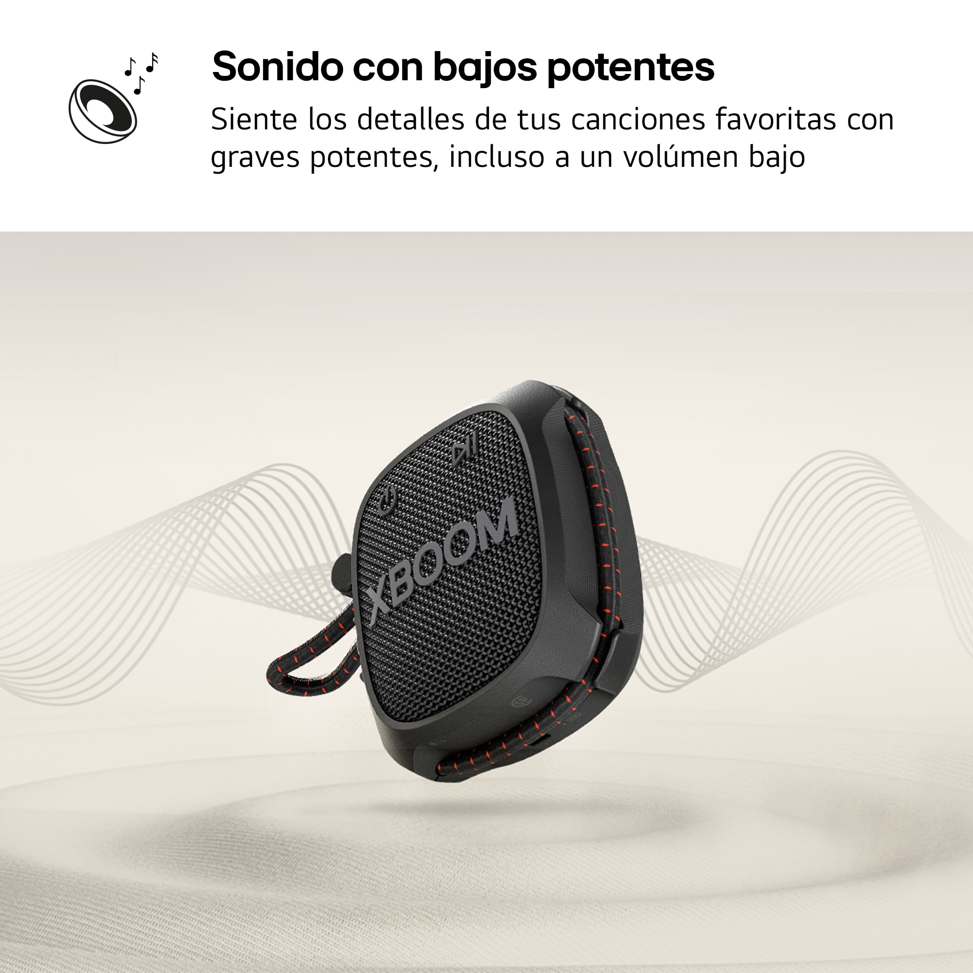 LG Altavoz Bluetooth XBOOM Go XG2T. Bajos potentes, resistente al agua y hasta 10 horas de batería para que nada te pare. , XG2TBK