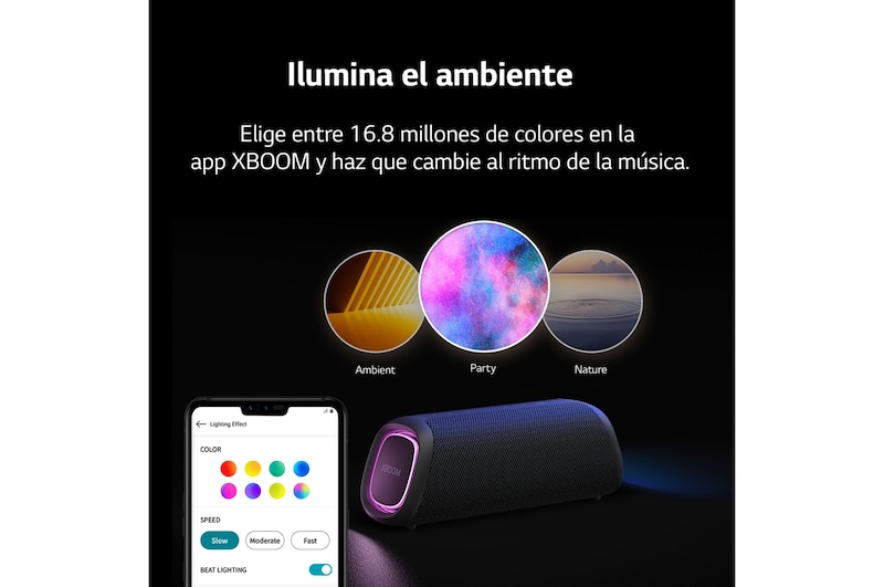 LG xboom XG5QBK - Altavoz inalámbrico, bluetooth, 20W, hasta 18h batería, resistencia IP67, Negro, XG5QBK