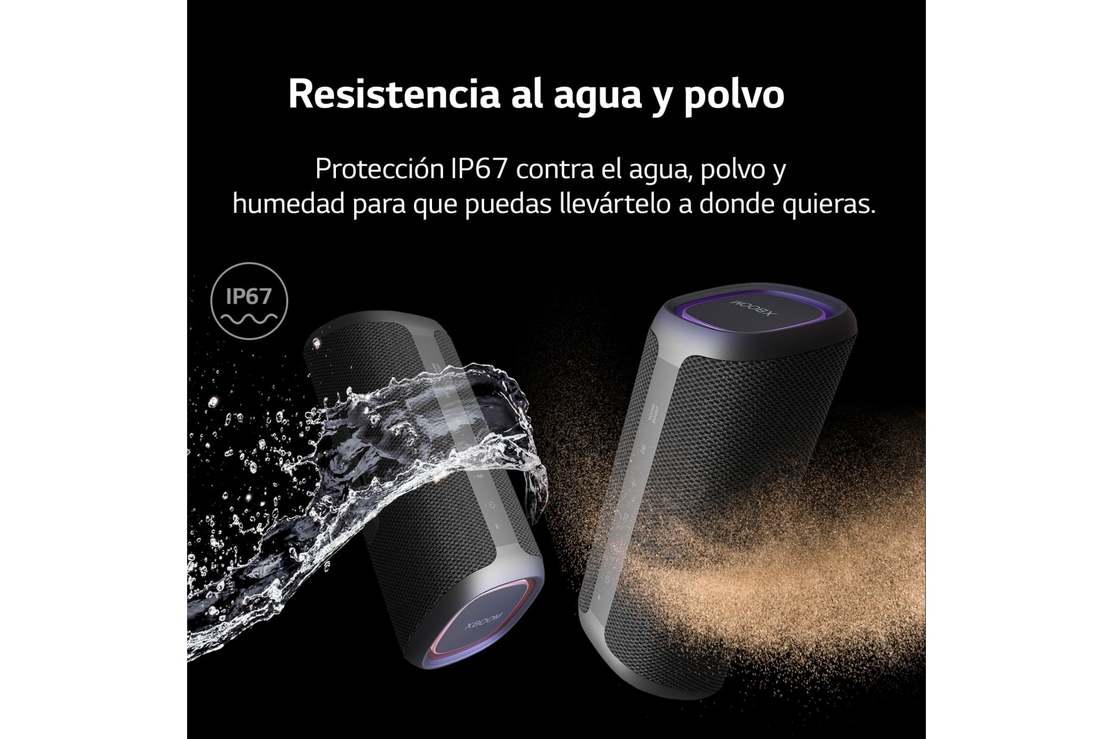 LG xboom XG5QBK - Altavoz inalámbrico, bluetooth, 20W, hasta 18h batería, resistencia IP67, Negro, XG5QBK