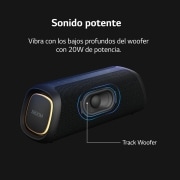 LG xboom XG5QBK - Altavoz inalámbrico, bluetooth, 20W, hasta 18h batería, resistencia IP67, Negro, XG5QBK