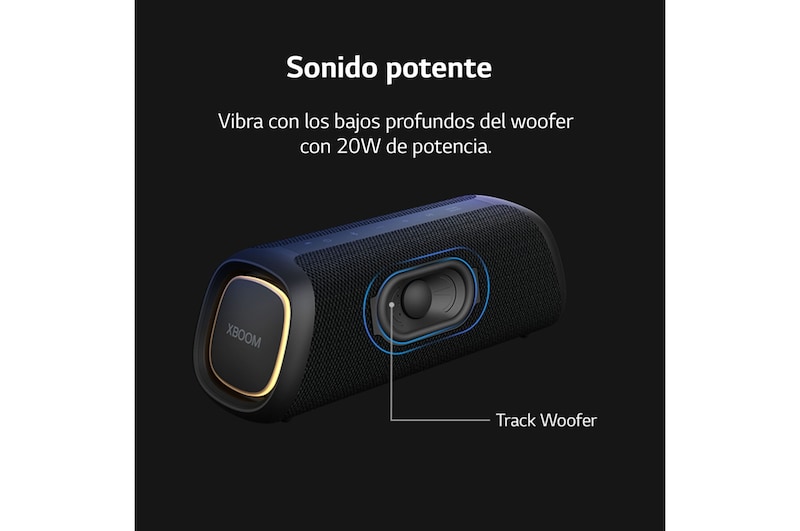 LG xboom XG5QGR - Altavoz inalámbrico, bluetooth, 20W, hasta 18h batería, resistencia IP67, Gris, XG5QGR