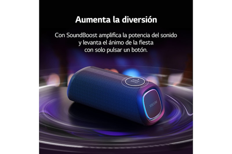 LG xboom XG5QGR - Altavoz inalámbrico, bluetooth, 20W, hasta 18h batería, resistencia IP67, Gris, XG5QGR