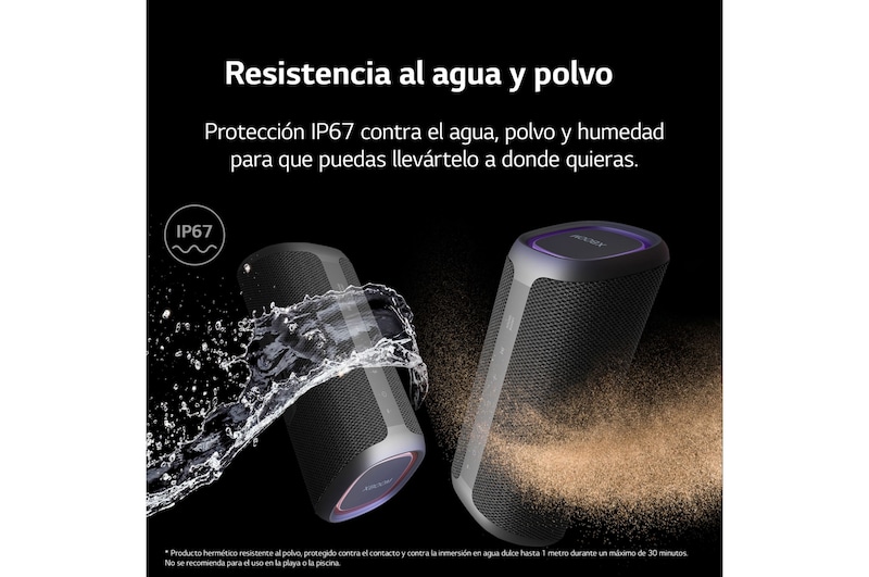 LG xboom XG5QGR - Altavoz inalámbrico, bluetooth, 20W, hasta 18h batería, resistencia IP67, Gris, XG5QGR