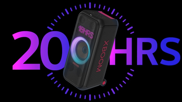 El altavoz está situado delante del icono del reloj, y la palabra "20HRS" está escrita detrás por motivos de diseño.