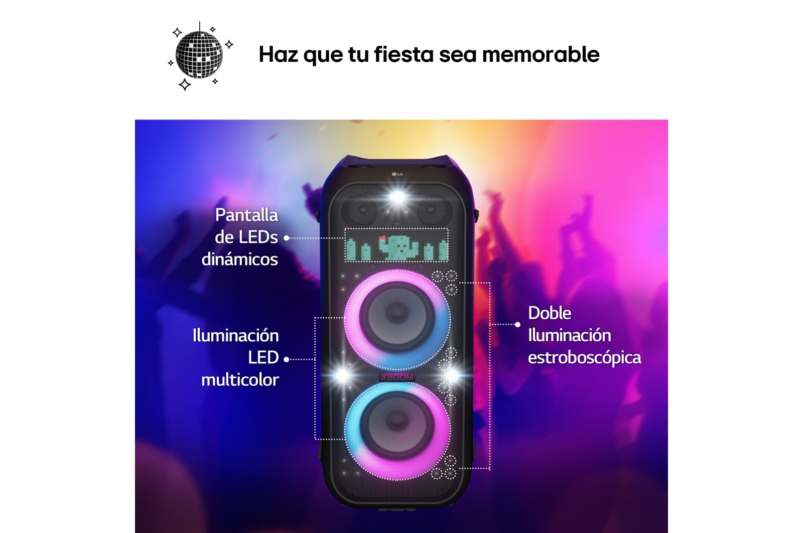 LG xboom La Bestia XL9T - Altavoz gran potencia, karaoke, luces y pantalla LED, efectos de DJ, Bluetooth, Asa y Ruedas, Resistencia IPX4 ,Negro, XL9T