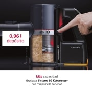 LG Aspirador escoba LG CORE Kompressor 200W succión, doble batería y sistema de compresión de polvo, A9K-CORE2S