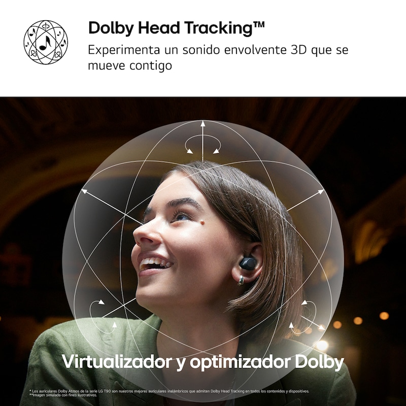 LG TONE Free T90S - auriculares inalámbricos, bluetooth, Dolby Atmos, cancelación de ruido, hasta 36h batería, resistencia IPX4, autolimpieza, grafeno, negro, TONE-T90S.AEUSLBK