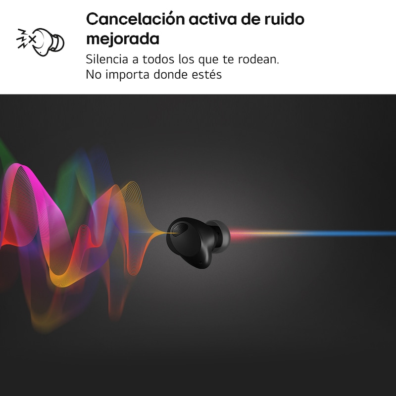 LG TONE Free T90S - auriculares inalámbricos, bluetooth, Dolby Atmos, cancelación de ruido, hasta 36h batería, resistencia IPX4, autolimpieza, grafeno, negro, TONE-T90S.AEUSLBK