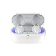 LG TONE Free T90S Auriculares True Wireless con Dolby Atmos, cancelación Activa del Ruido, base de carga con autolimpieza UVnano elimina el 99,9% de las bacterias, triple micrófono para llamadas en la oficina o el teletrabajo, modos conversación privada y sonido ambiente, TONE-T90S.AEUSLWH