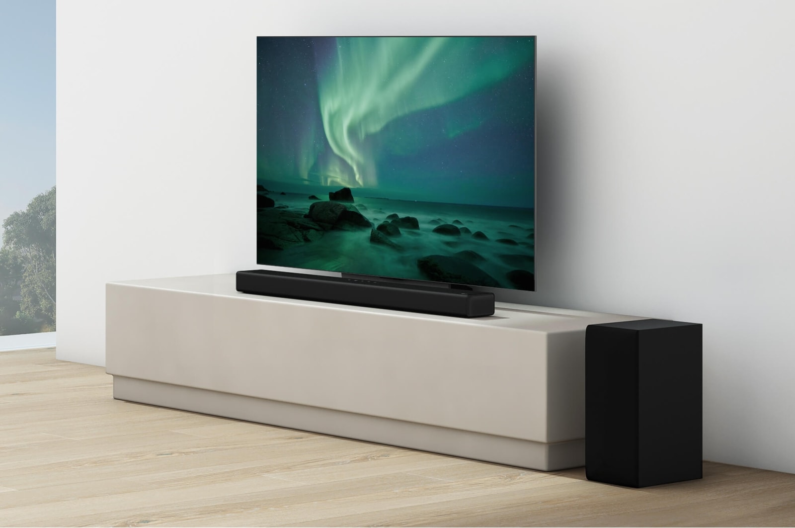 LG Barra de sonido Inteligente LG S65Q con 420W de potencia y 3.1 canales. Sonido envolvente DTS Virtual:X y Dolby Digital en alta resolución Hi-Res 24bits/96kHz y Meridian Horizon., S65Q