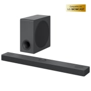 LG Barra de sonido Inteligente LG S80QY con 480W de potencia y 3.1.3 canales, triple altavoz Atmos vertical y compatible con altavoces traseros SPQ8-S. Sonido envolvente Dolby Atmos, dst:X, IMAX Enhanced, Hi-Res 24bits/96kHz y Meridian Horizon., S80QY