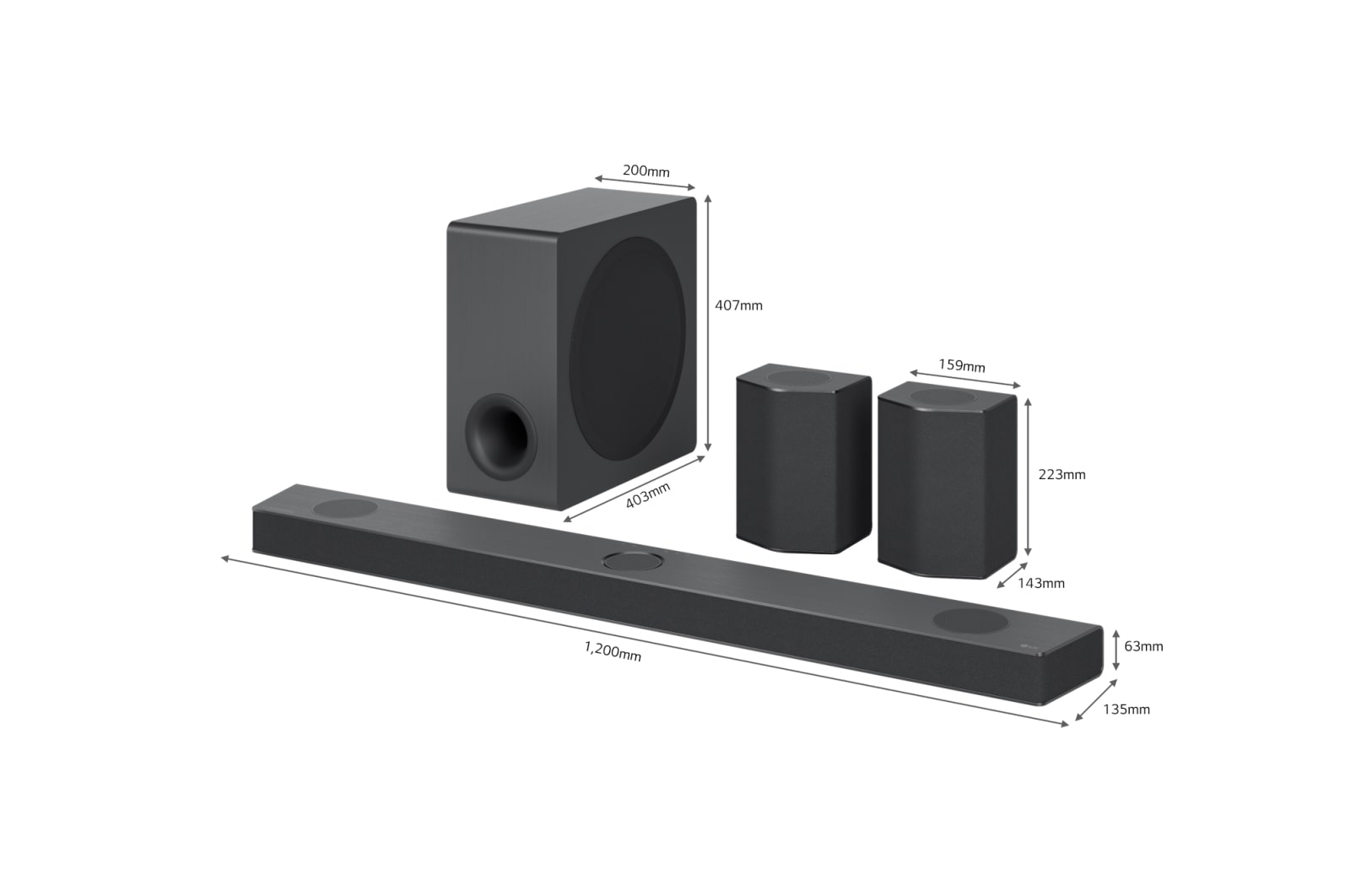 LG Barra de sonido Inteligente LG S95QR con 810W de potencia, 9.1.5 canales, 5 altavoces Atmos verticales y altavoces traseros incluidos. Sonido envolvente Dolby Atmos, dst:X, IMAX Enhanced, Hi-Res 24bits/96kHz y Meridian Horizon., S95QR