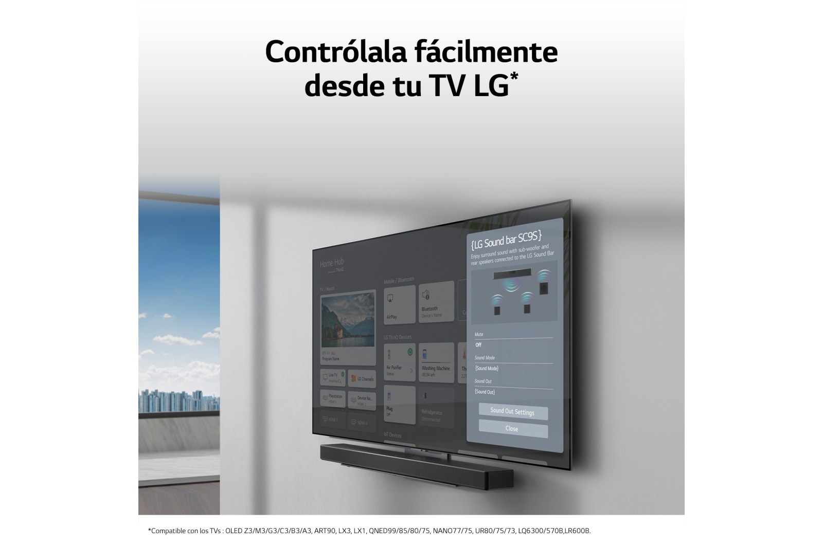 LG Barra de Sonido - LG SC9S, Bluetooth, 400W, 3.1.3  canales con Subwoofer, Dolby Atmos, DTS:X, IA Ready, Gris Oscuro, SC9S