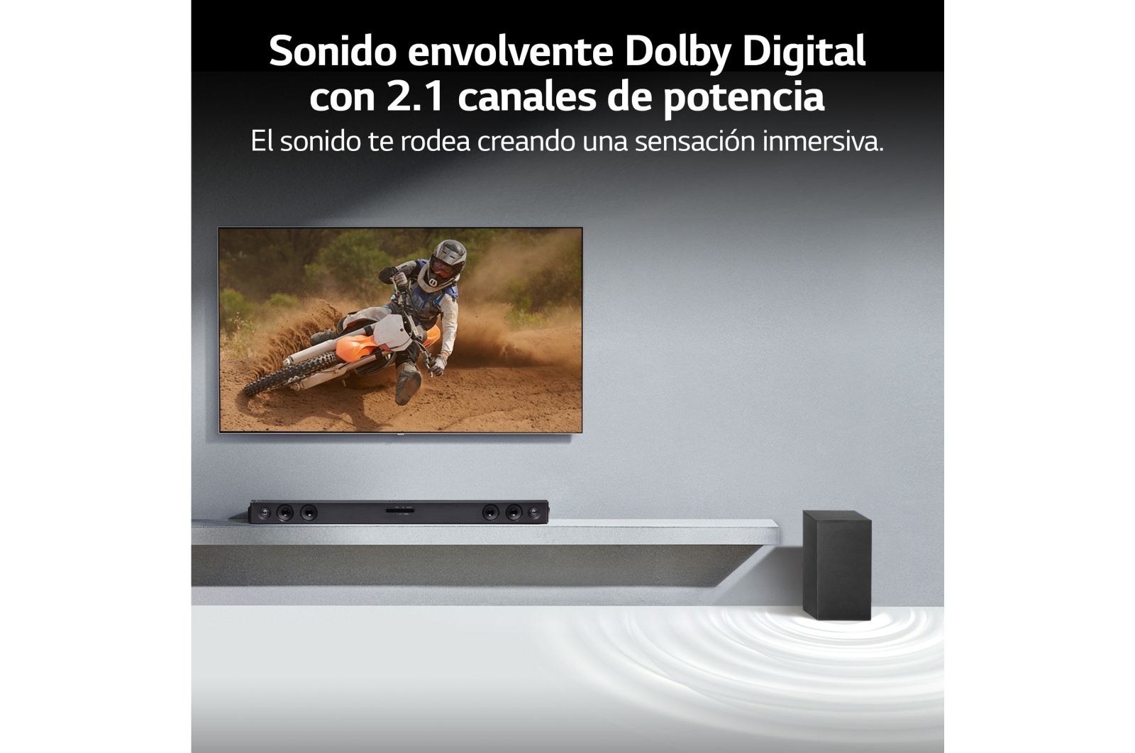 LG Barra de sonido Inteligente LG SQC2 con 300W de potencia y 2.1 canales. Sonido envolvente Dolby Digital con bajos potentes. Conectividad Bluetooth, USB y entrada óptica y App Android / iOS. Completa tu televisor con una barra de sonido con ajuste perfecto para TV de 43", SQC2