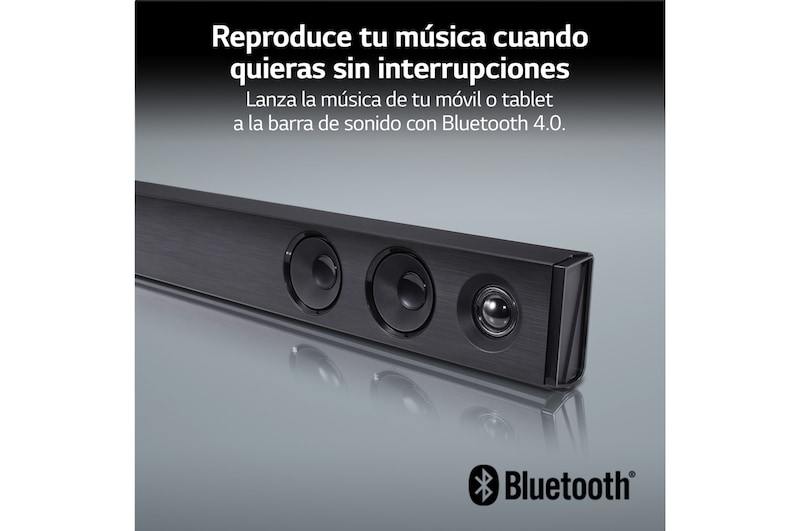 LG Barra de sonido Inteligente LG SQC2 con 300W de potencia y 2.1 canales. Sonido envolvente Dolby Digital con bajos potentes. Conectividad Bluetooth, USB y entrada óptica y App Android / iOS. Completa tu televisor con una barra de sonido con ajuste perfecto para TV de 43", SQC2