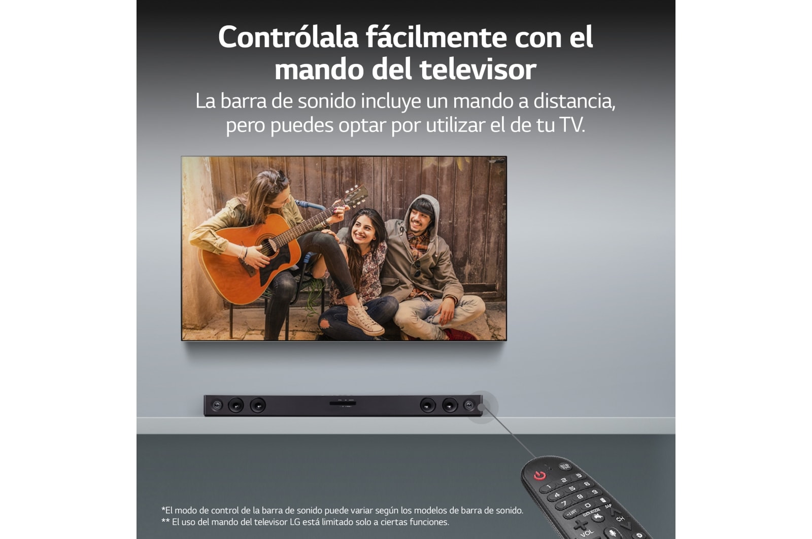 LG Barra de sonido Inteligente LG SQC2 con 300W de potencia y 2.1 canales. Sonido envolvente Dolby Digital con bajos potentes. Conectividad Bluetooth, USB y entrada óptica y App Android / iOS. Completa tu televisor con una barra de sonido con ajuste perfecto para TV de 43", SQC2