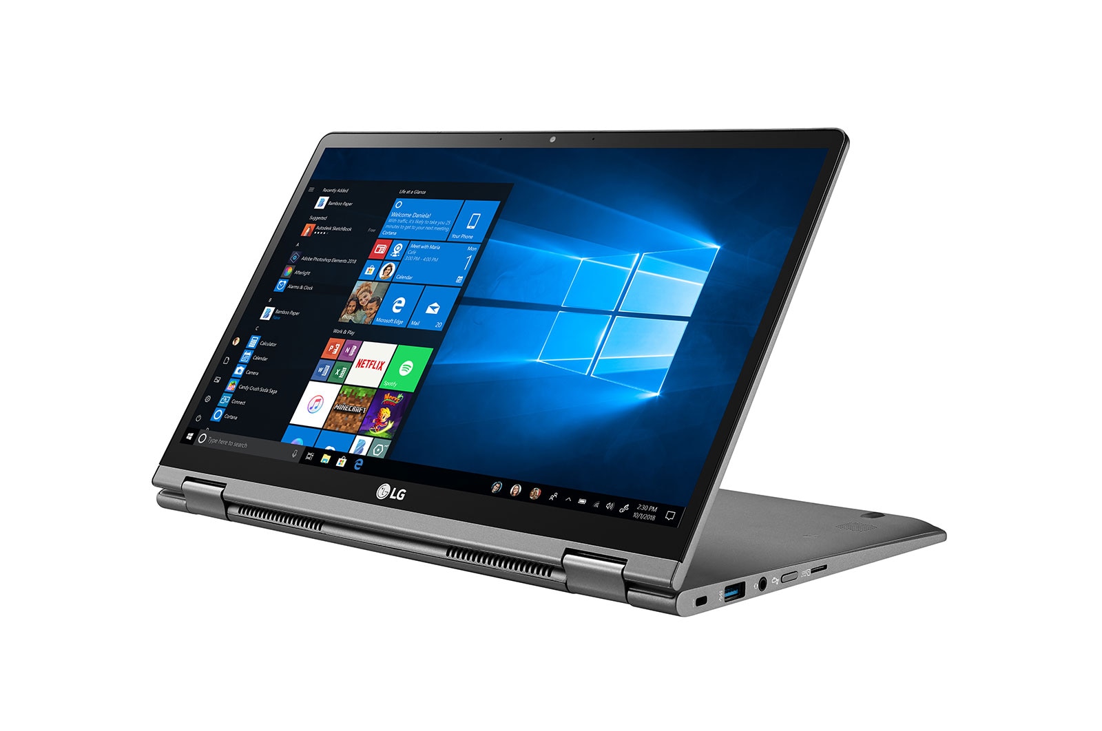 LG Gram 14T90P-G-AA78B Windows 10 Home - Convertible 2 en 1 ultraligero de 35,5cm (14") FHD IPS (1kg, autonomía 20,5h, Intel i7 10ª gen., Intel UHD Graphics, 16GB RAM, 512GB SSD NVMe) Plata - Teclado Español, 14T90P-G-AA78B