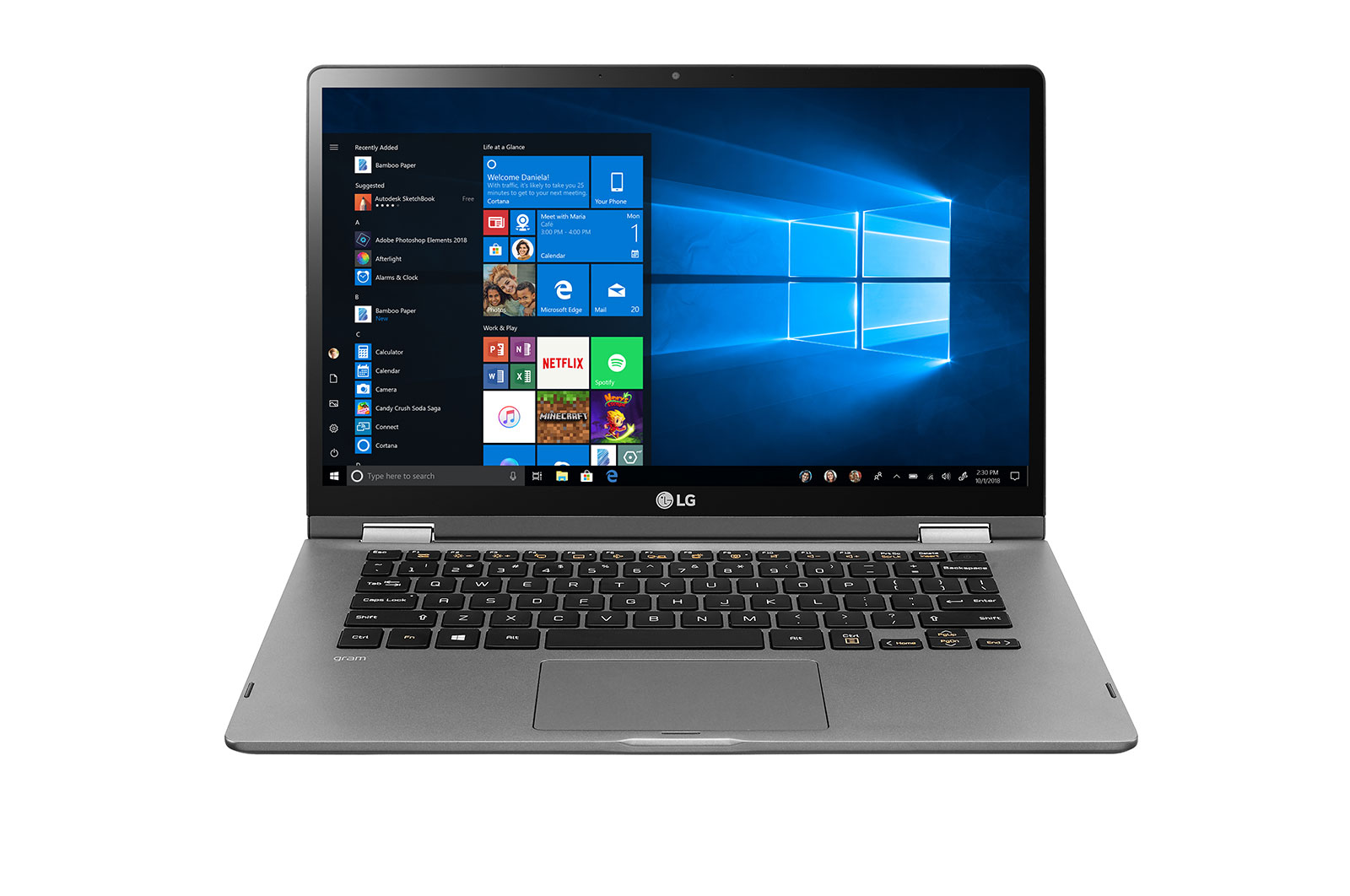 LG Gram 14T90P-G-AA78B Windows 10 Home - Convertible 2 en 1 ultraligero de 35,5cm (14") FHD IPS (1kg, autonomía 20,5h, Intel i7 10ª gen., Intel UHD Graphics, 16GB RAM, 512GB SSD NVMe) Plata - Teclado Español, 14T90P-G-AA78B