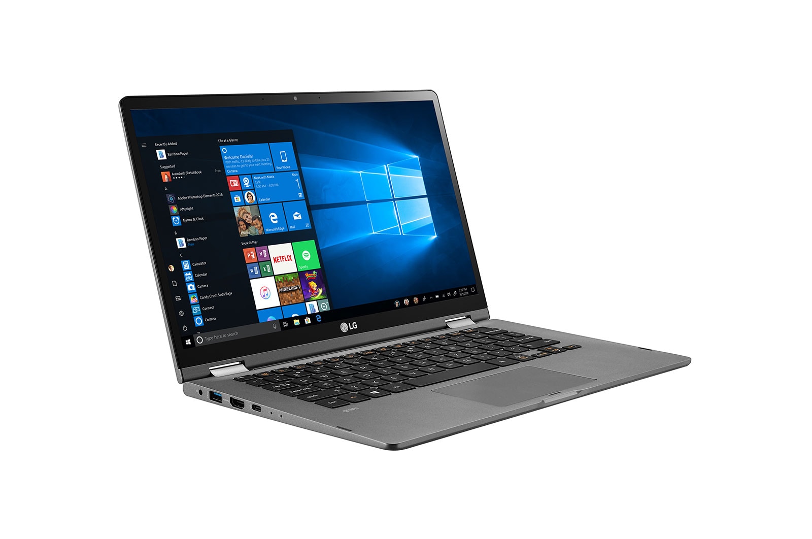 LG Gram 14T90P-G-AA78B Windows 10 Home - Convertible 2 en 1 ultraligero de 35,5cm (14") FHD IPS (1kg, autonomía 20,5h, Intel i7 10ª gen., Intel UHD Graphics, 16GB RAM, 512GB SSD NVMe) Plata - Teclado Español, 14T90P-G-AA78B