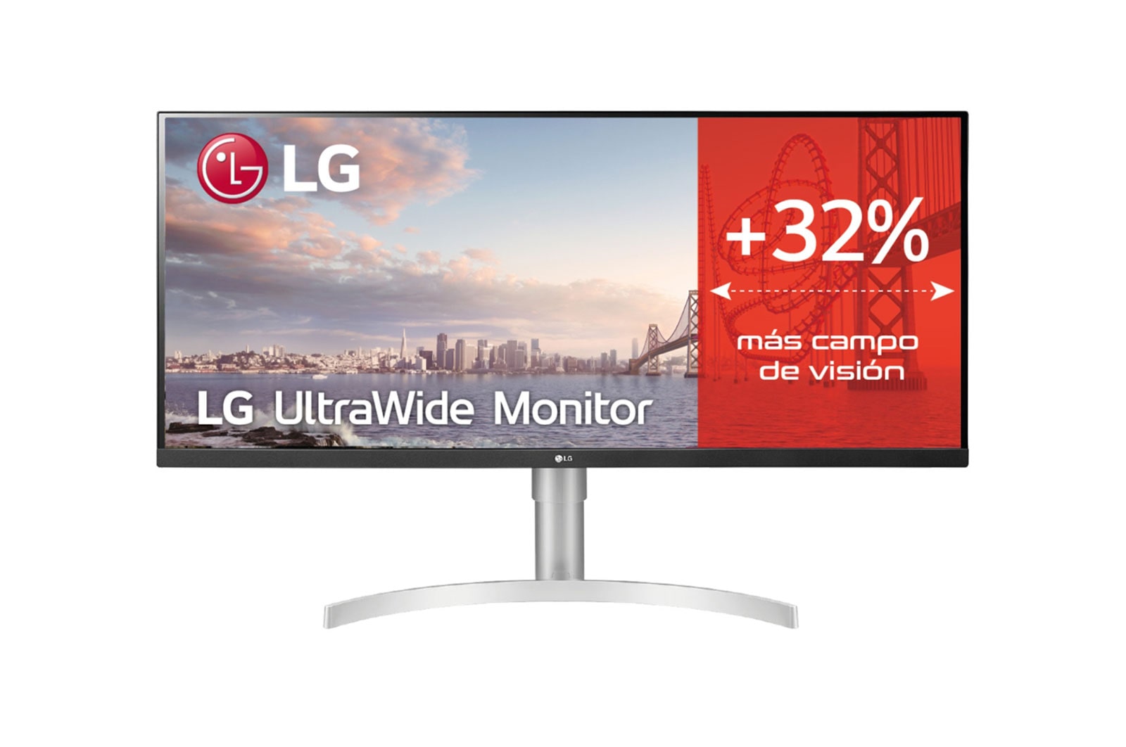 LG 34WN650-W - Monitor Ultrapanoramico 21:9 LG UltraWide (Panel IPS: 2560x1080, 400cd/m², 1000:1, sRGB>99%); diag. 86,72cm; entr.: HDMIx2, DPx1; altavoces 2x7W;  Ajust. en altura e inclinación., 34WN650-W