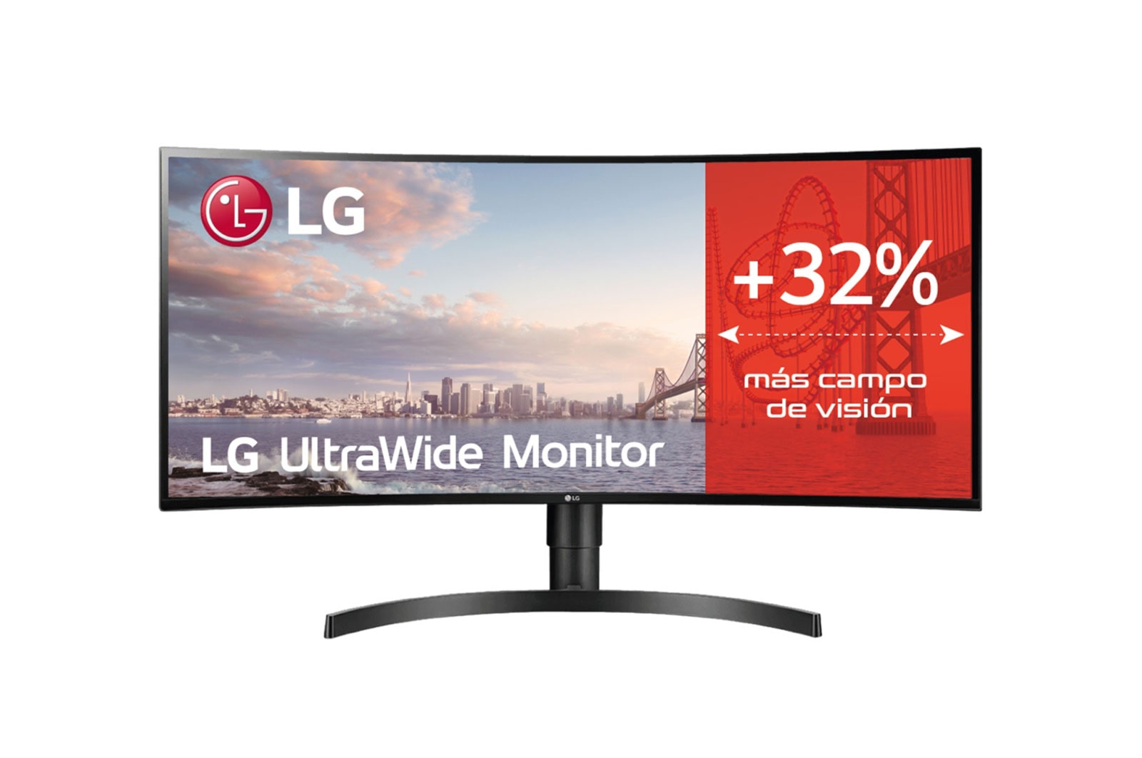 LG Monitor panorámico curvo (Panel IPS: 3440x1440px, 21:9, 1000:1, 60Hz, 5ms) ; entr.: HDMI x2, DP x1, USB-A x3 ; Regulable en altura e inclinación, 34WP85C-B