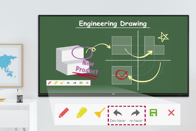 Clase del plano de ingeniería con la herramienta de anotación TR3BG usando las funciones des-hacer y re-hacer.