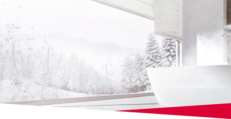 Imagen de una bañera caliente y un bosque nevado