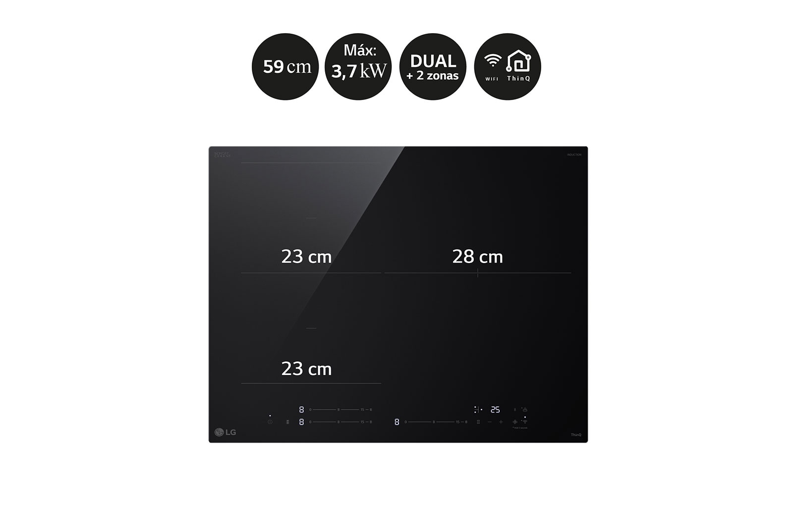 LG Placa de indución 59cm Flex ThinQ™, CBIZ2432B