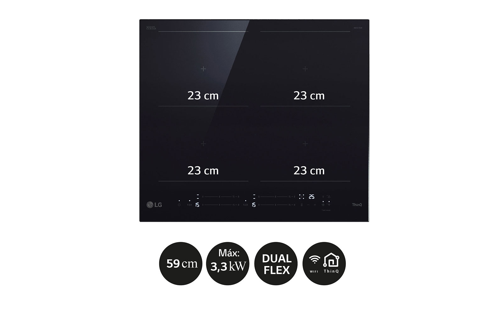 LG Placa de indución 59cm Dual Flex, CBIZ2437B