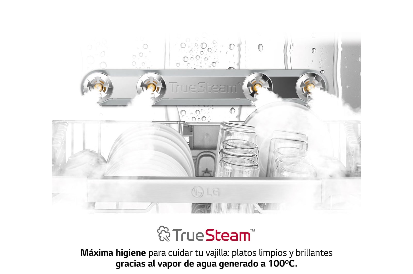 LG Lavavajillas Integrable, LG QuadWash™ Steam, B con lavado a vapor y tercera bandeja , DB365TXS